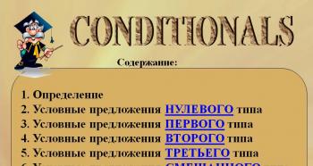 Exercises for the first, second and third condition (repetition)